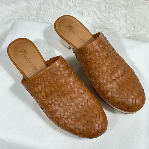 Madewell Womens Sz 6,5 Rustic Twig The Jordyn Clog in Woven Leather Block Heel - Picture 5 of 12
